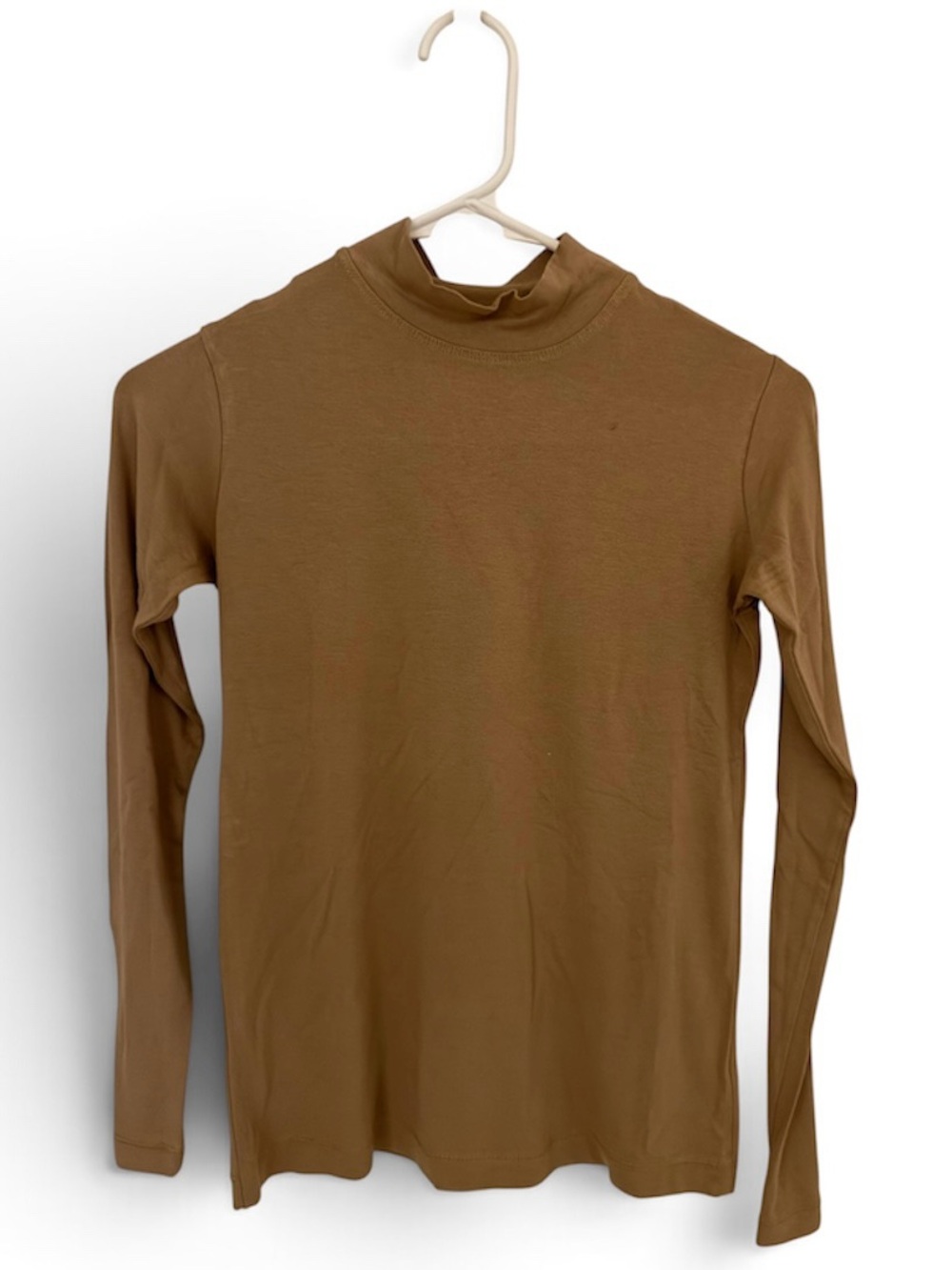 Classic Long Sleeve Mock Neck Top - Brown